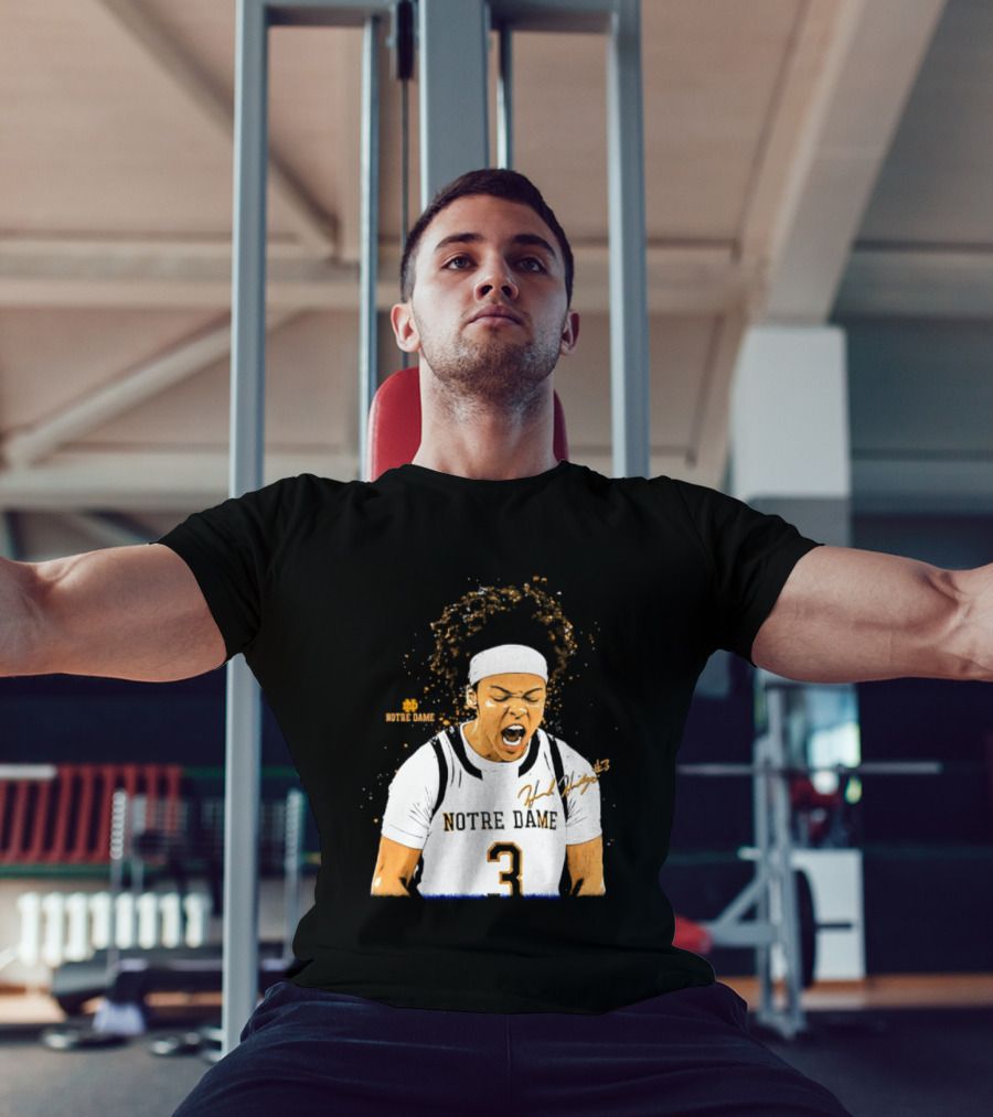 Notre Dame Basketball Hannah Hidalgo Caricature Number 3 NCAA Women's Player T-Shirt