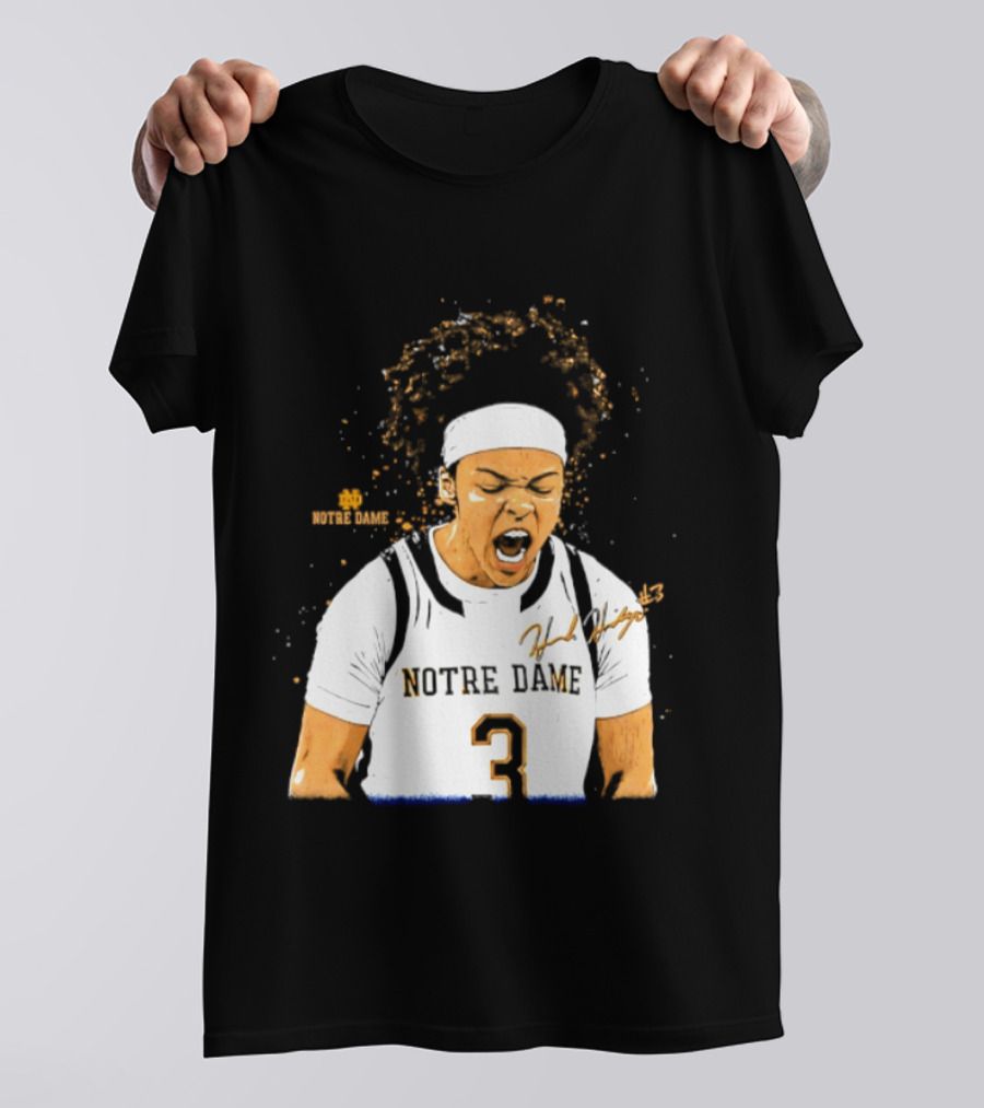 Notre Dame Basketball Hannah Hidalgo Caricature Number 3 NCAA Women's Player T-Shirt