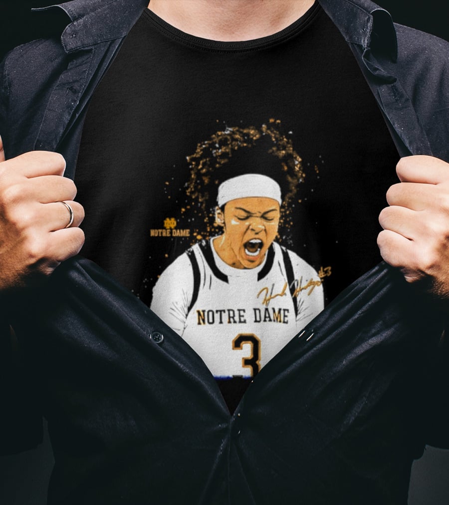 Notre Dame Basketball Hannah Hidalgo Caricature Number 3 NCAA Women's Player T-Shirt