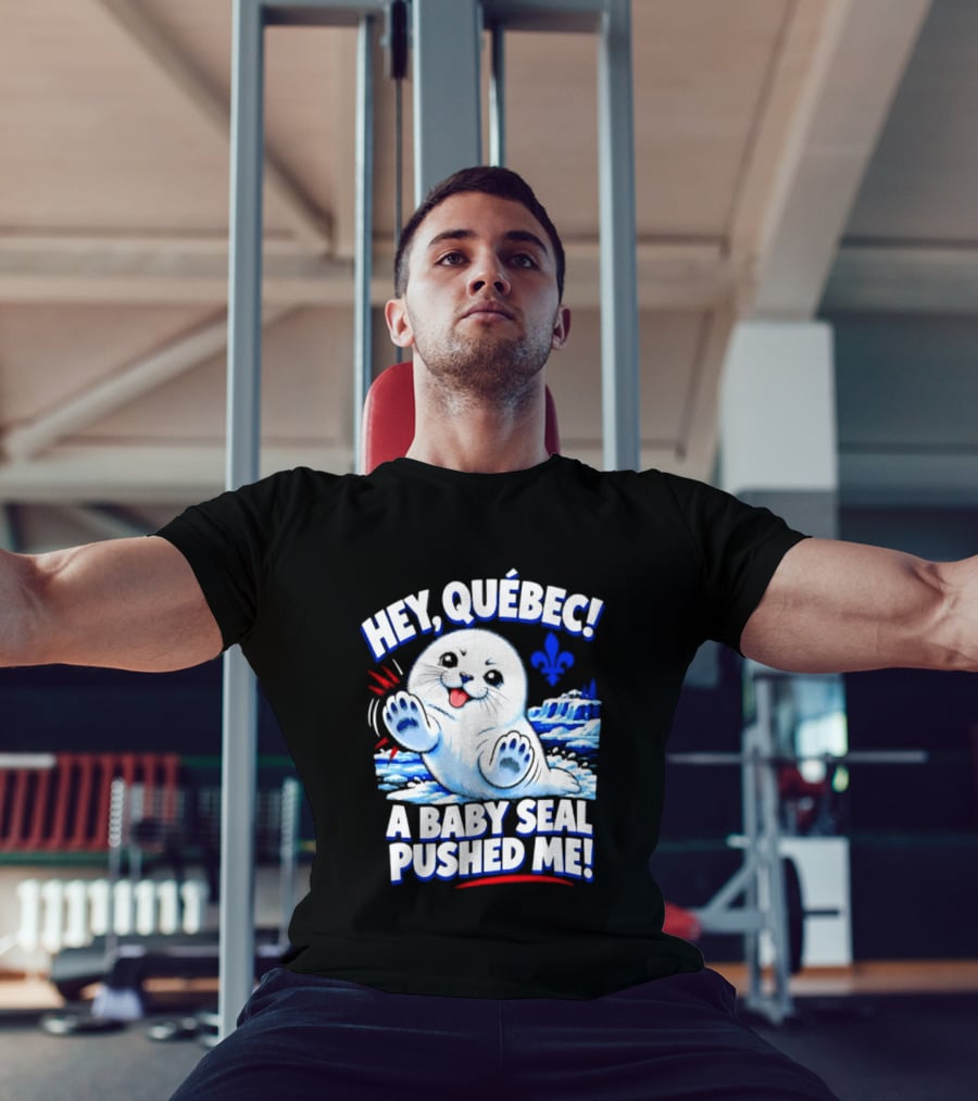 Hey Quebec A Baby Seal Pushed Me Cute Harp Seal Iceberg Splash T-Shirt