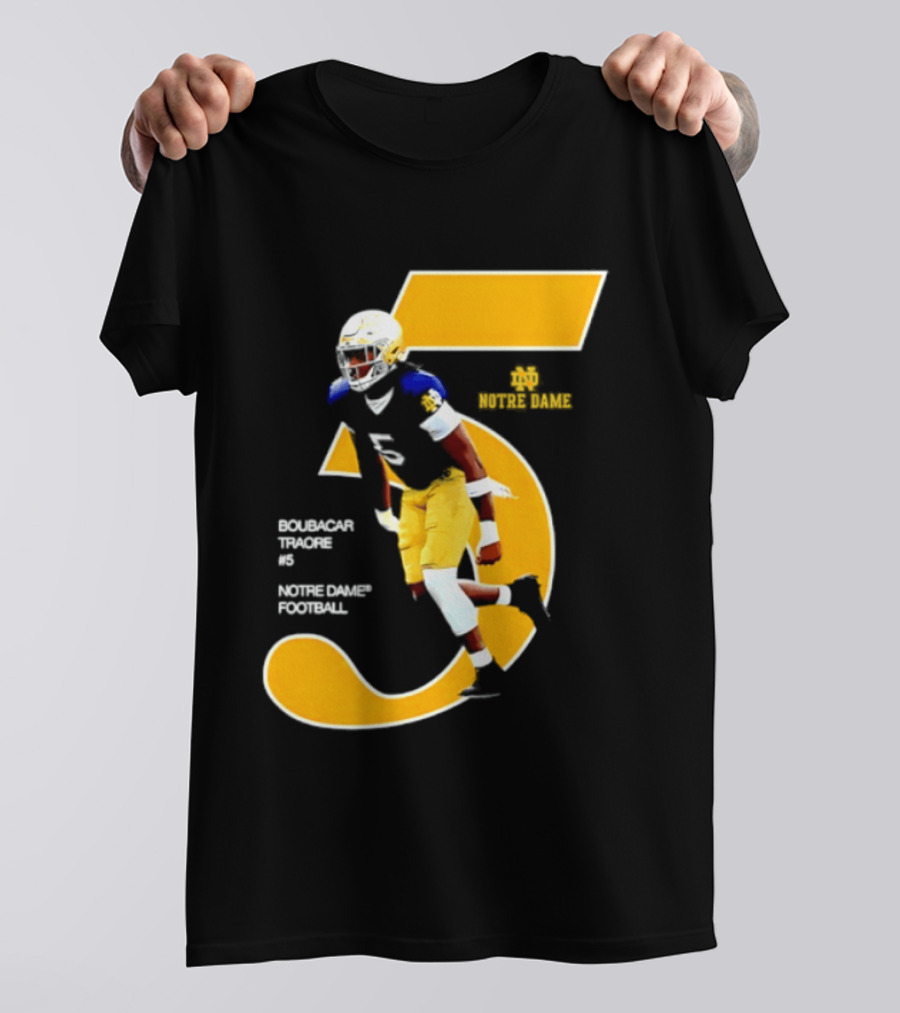 Boubacar Traore 5 Notre Dame Football Player NCAA Iconic Number T-Shirt