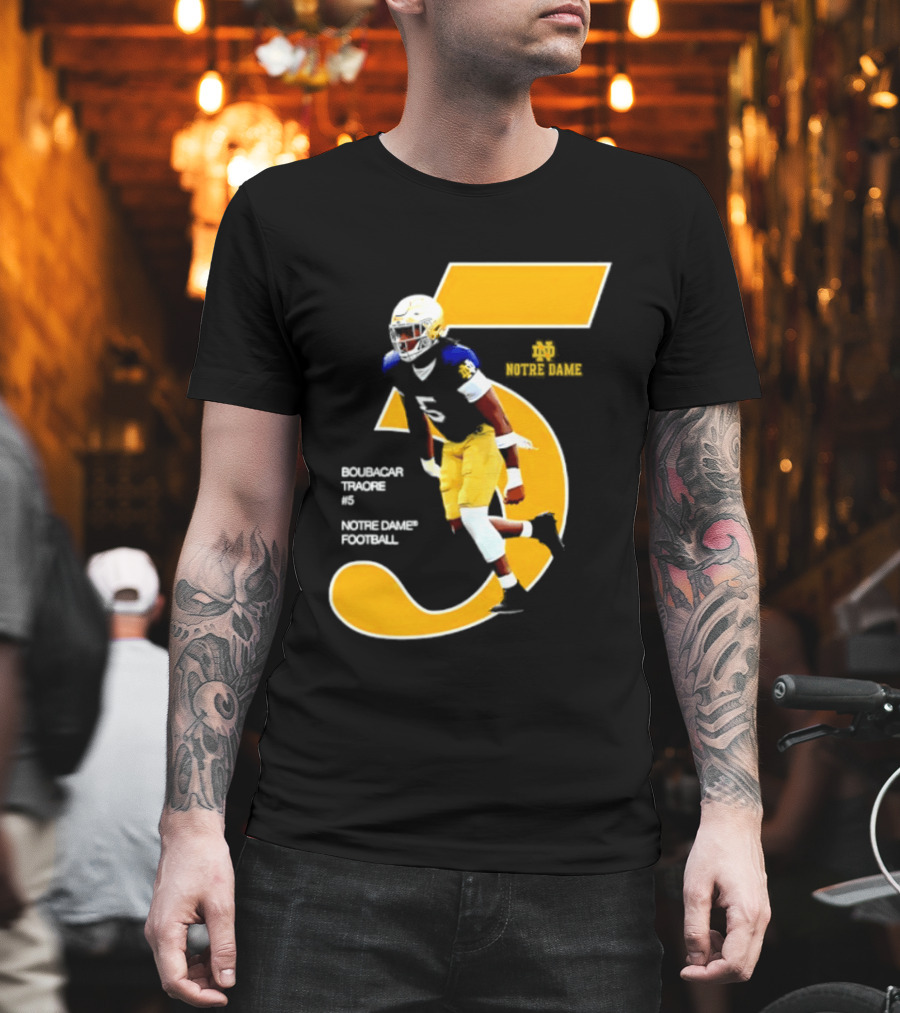 Boubacar Traore 5 Notre Dame Football Player NCAA Iconic Number T-Shirt