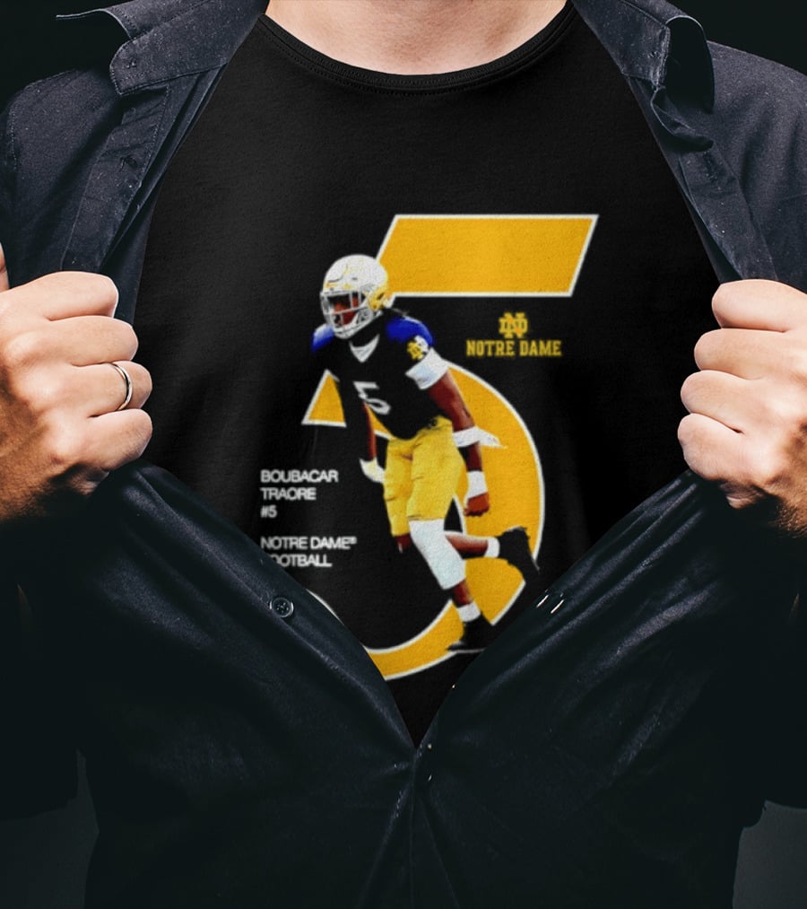 Boubacar Traore 5 Notre Dame Football Player NCAA Iconic Number T-Shirt