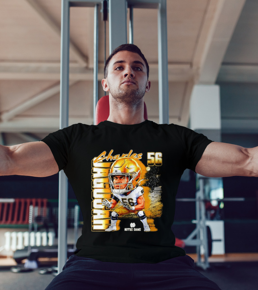 Charles Jagusah 56 Notre Dame Player NCAA Football Caricature T-Shirt