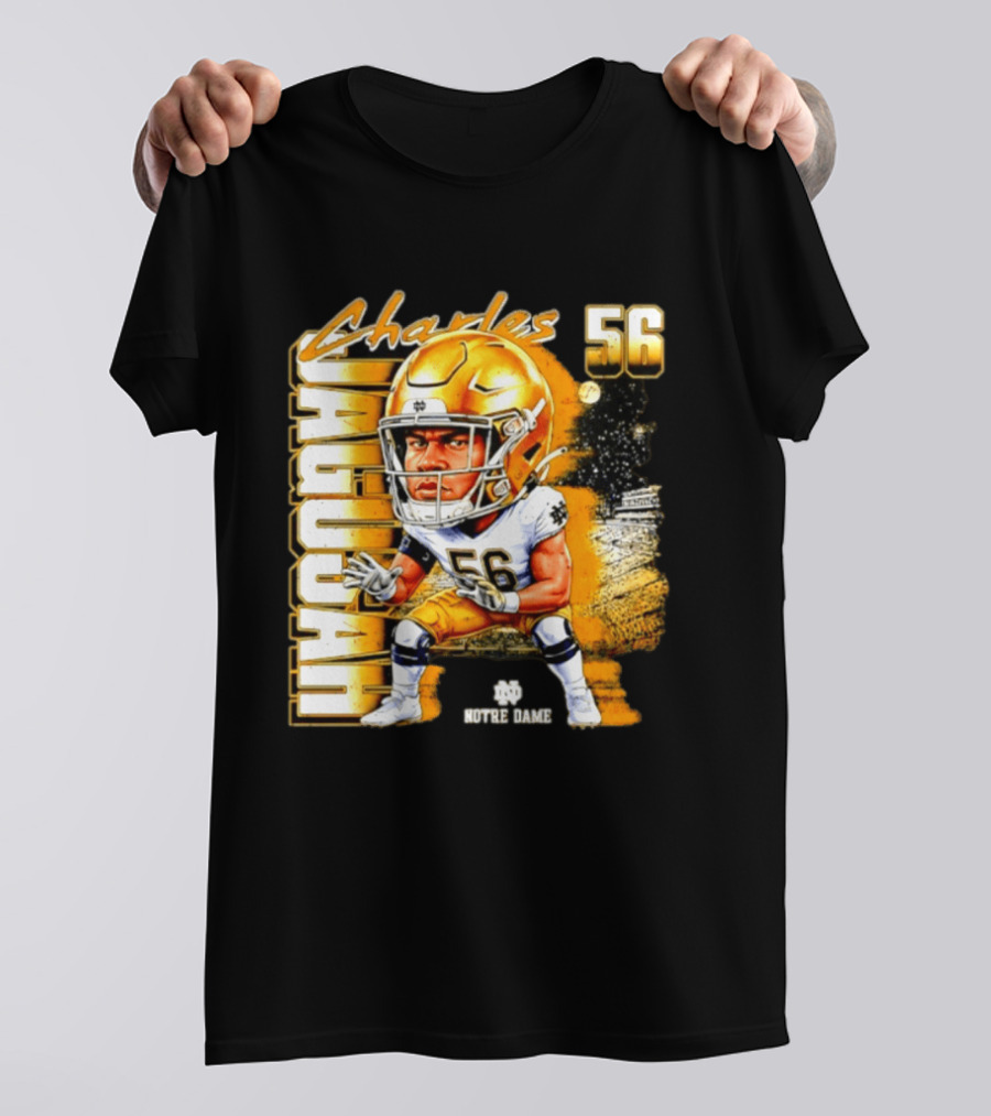 Charles Jagusah 56 Notre Dame Player NCAA Football Caricature T-Shirt