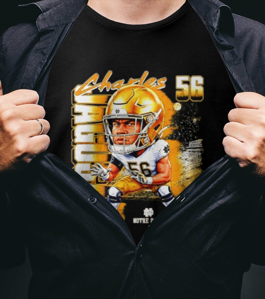 Charles Jagusah 56 Notre Dame Player NCAA Football Caricature T-Shirt