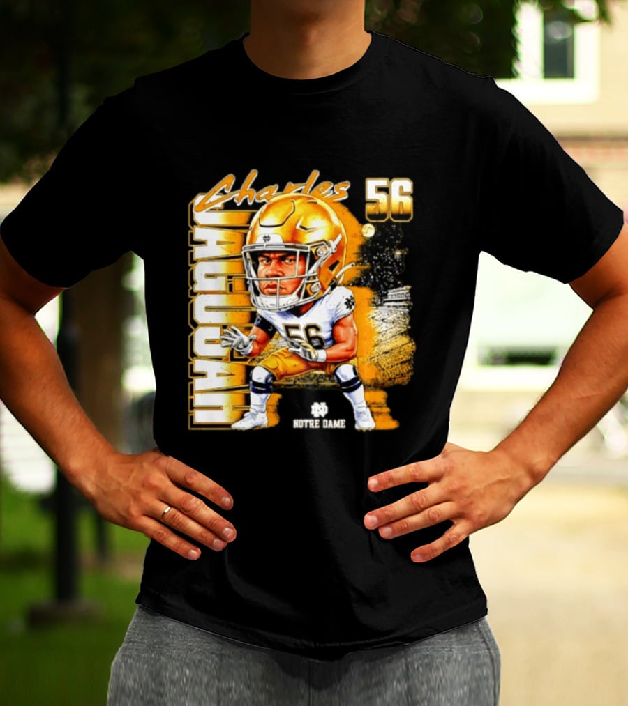 Charles Jagusah 56 Notre Dame Player NCAA Football Caricature T-Shirt