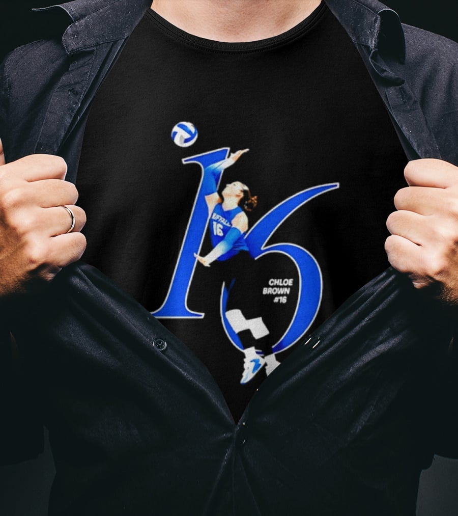 Chloe Brown 16 Buffalo Bulls NCAA Volleyball Player Action Pose T-Shirt