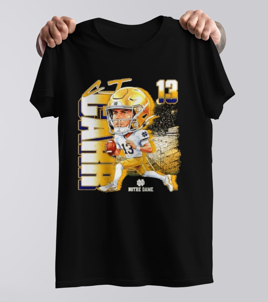 CJ Carr 13 Notre Dame Fighting Irish Football Player Caricature T-Shirt