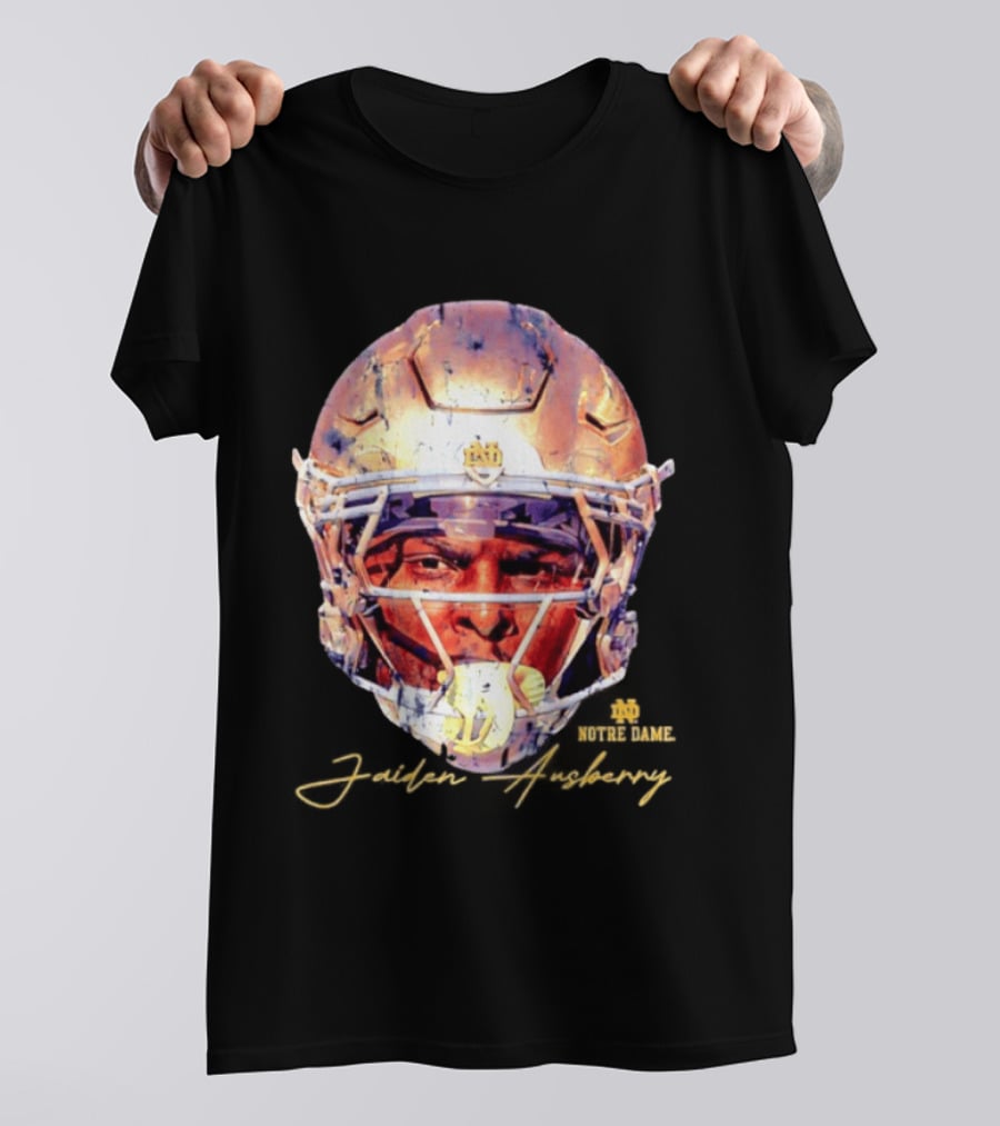 Notre Dame NCAA Football Helmet Jaiden Ausberry Swag Head T-Shirt