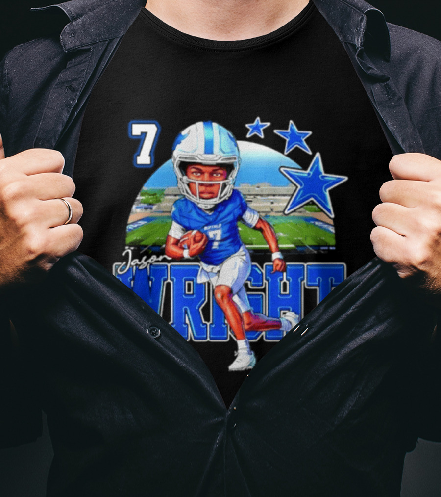 Buffalo Bulls Jason Wright 7 NCAA Football Player Caricature T-Shirt