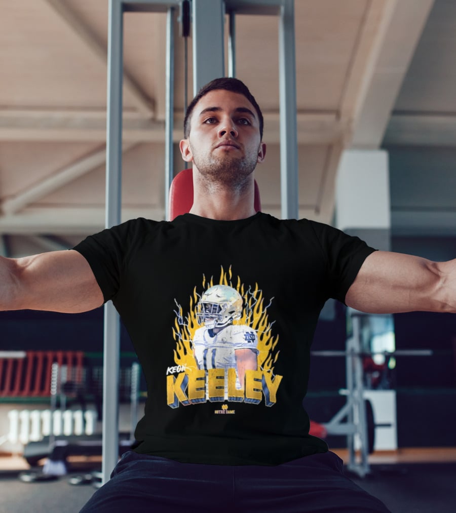Notre Dame Football Keeley 11 NCAA Player Name Flame Burst T-Shirt