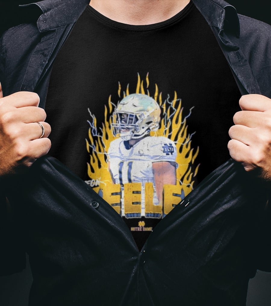 Notre Dame Football Keeley 11 NCAA Player Name Flame Burst T-Shirt