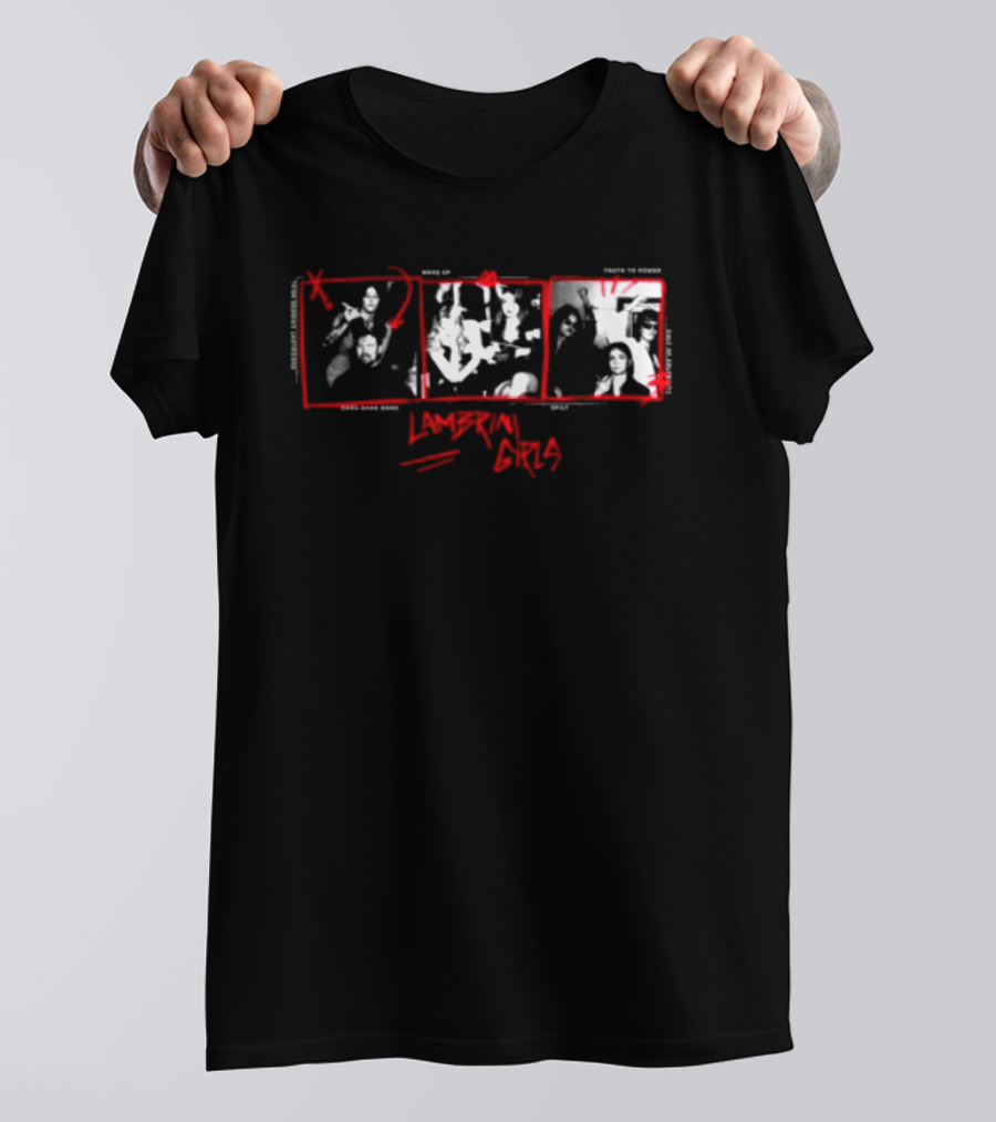 Lambrini Girls Shop No Refunds Black Punk Collage Explicit Notices T-Shirt