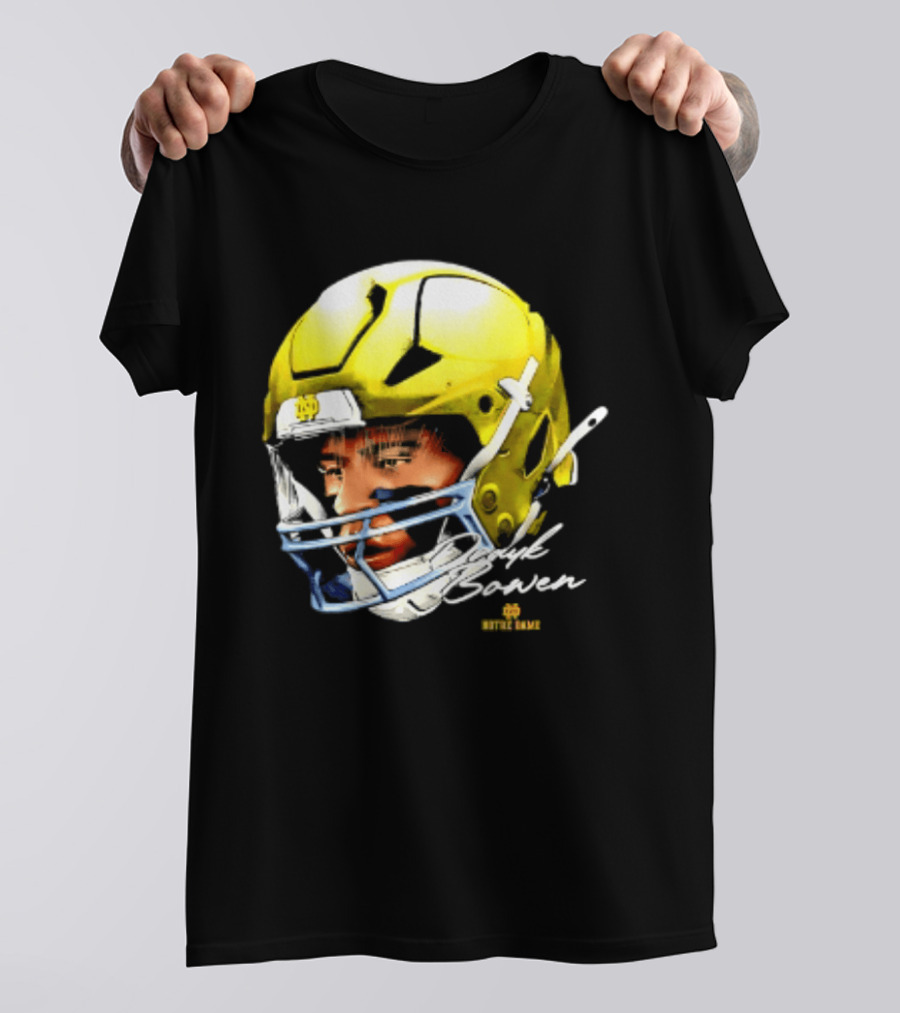 Notre Dame Drayk Bowen NCAA Football Headgear Fan Gear T-Shirt