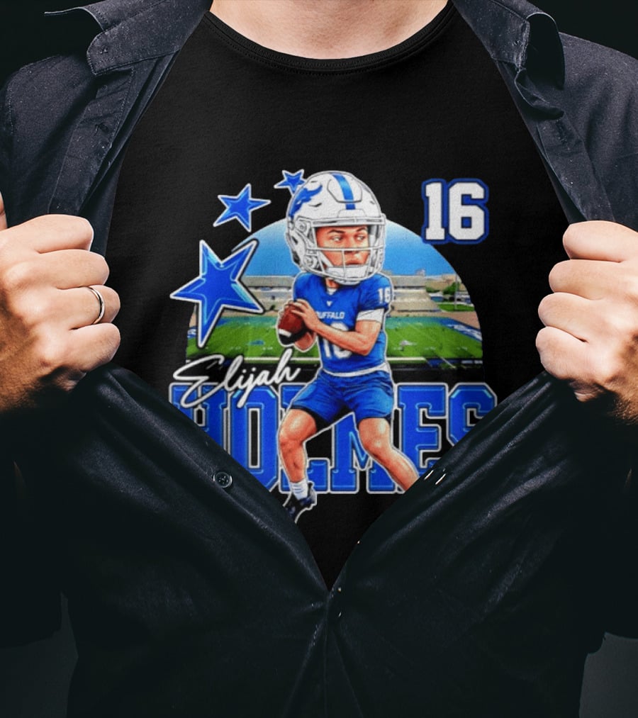 Elijah Holmes 16 Buffalo Bulls NCAA Football Caricature T-Shirt