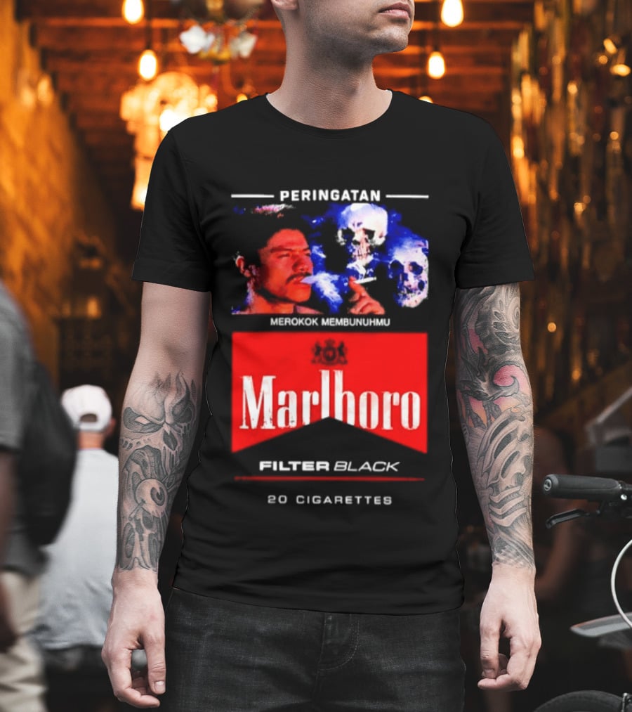 Marlboro Filter Black Peringatan Merokok Membunuhmu 50 Cigarettes T-Shirt
