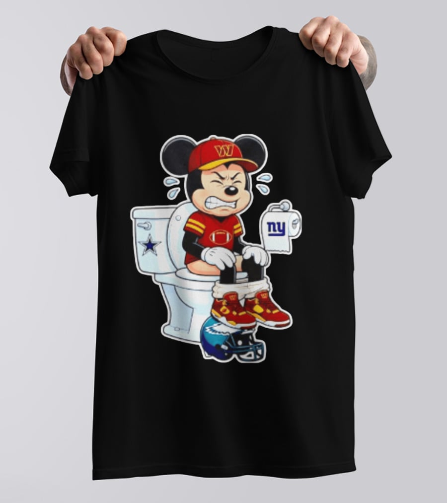 Mickey Toilet Washington W Frustrated Cowboys Giants Eagles Football Rivalry T-Shirt