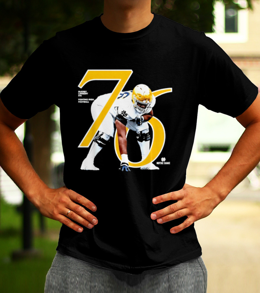 Notre Dame Football Player Number 76 Guerby Lambert NCAA T-Shirt