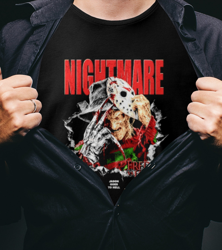 Nightmare Freddy Vs Jason Evil Battle Halloween Fight You're Dying To See T-Shirt