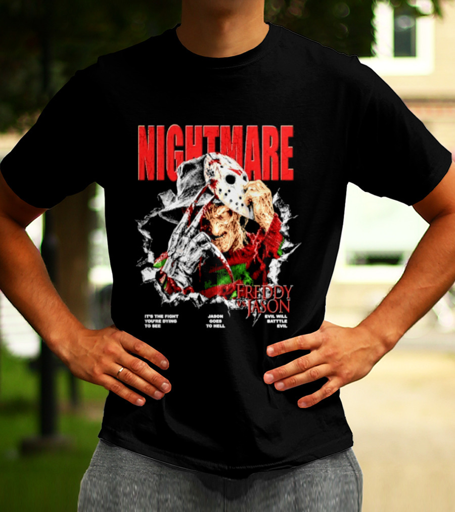 Nightmare Freddy Vs Jason Evil Battle Halloween Fight You're Dying To See T-Shirt
