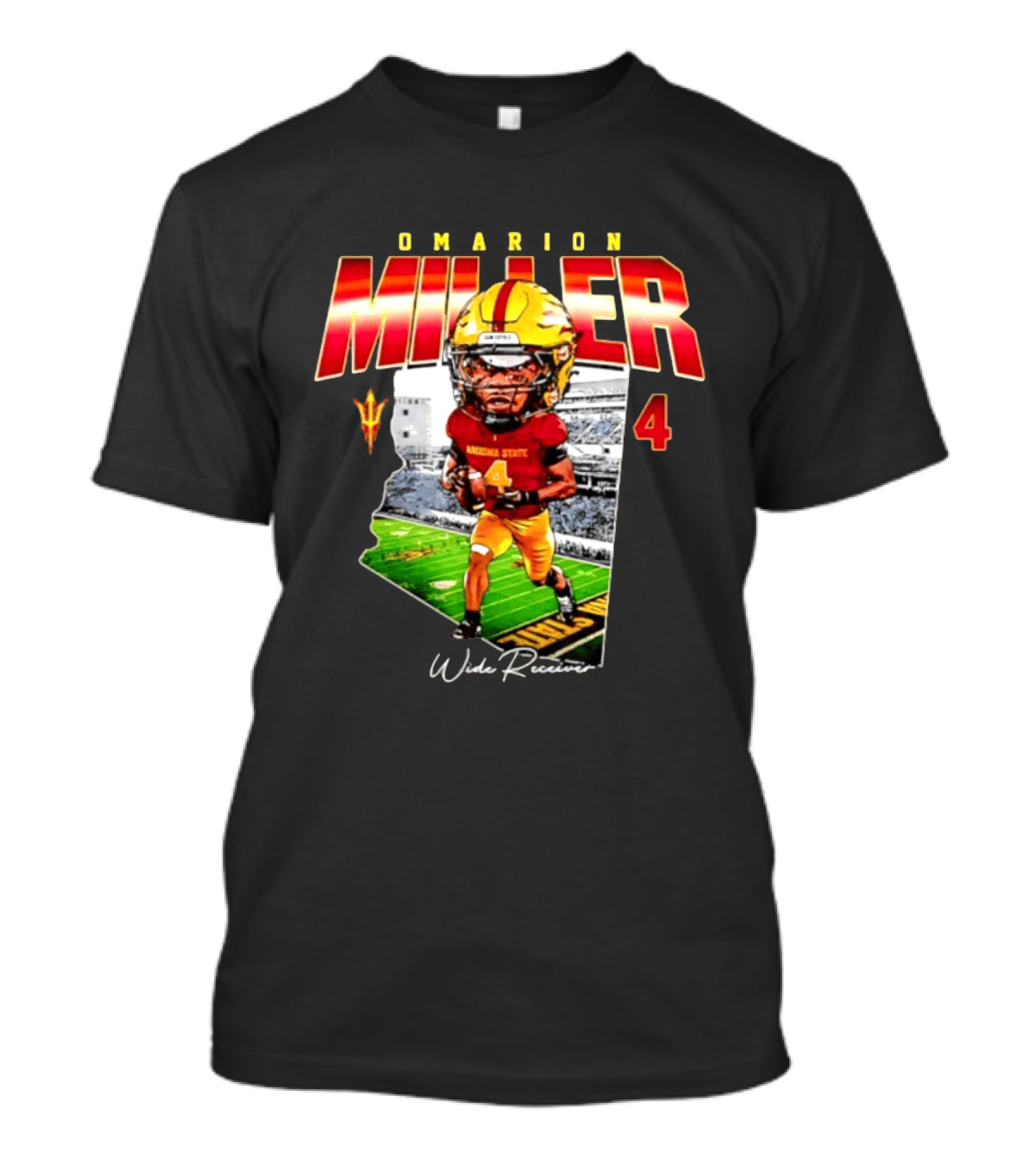 Omarion Miller 4 Arizona State Wide Receiver Caricature Including Team T-Shirt