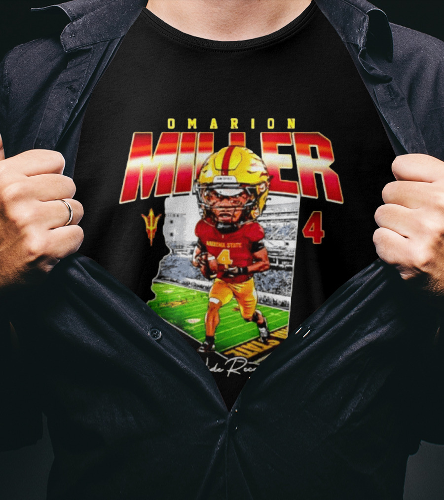 Omarion Miller 4 Arizona State Wide Receiver Caricature Including Team T-Shirt
