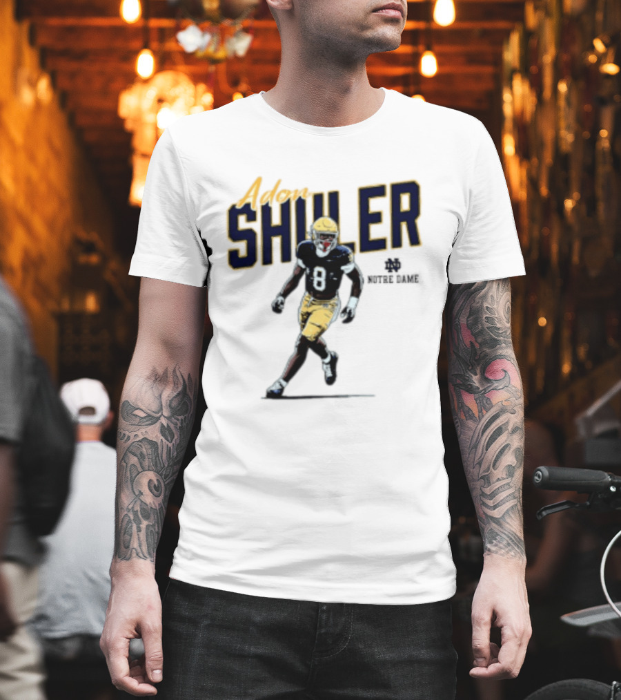 Adon Shuler 8 Notre Dame NCAA Football Caricature Player T-Shirt