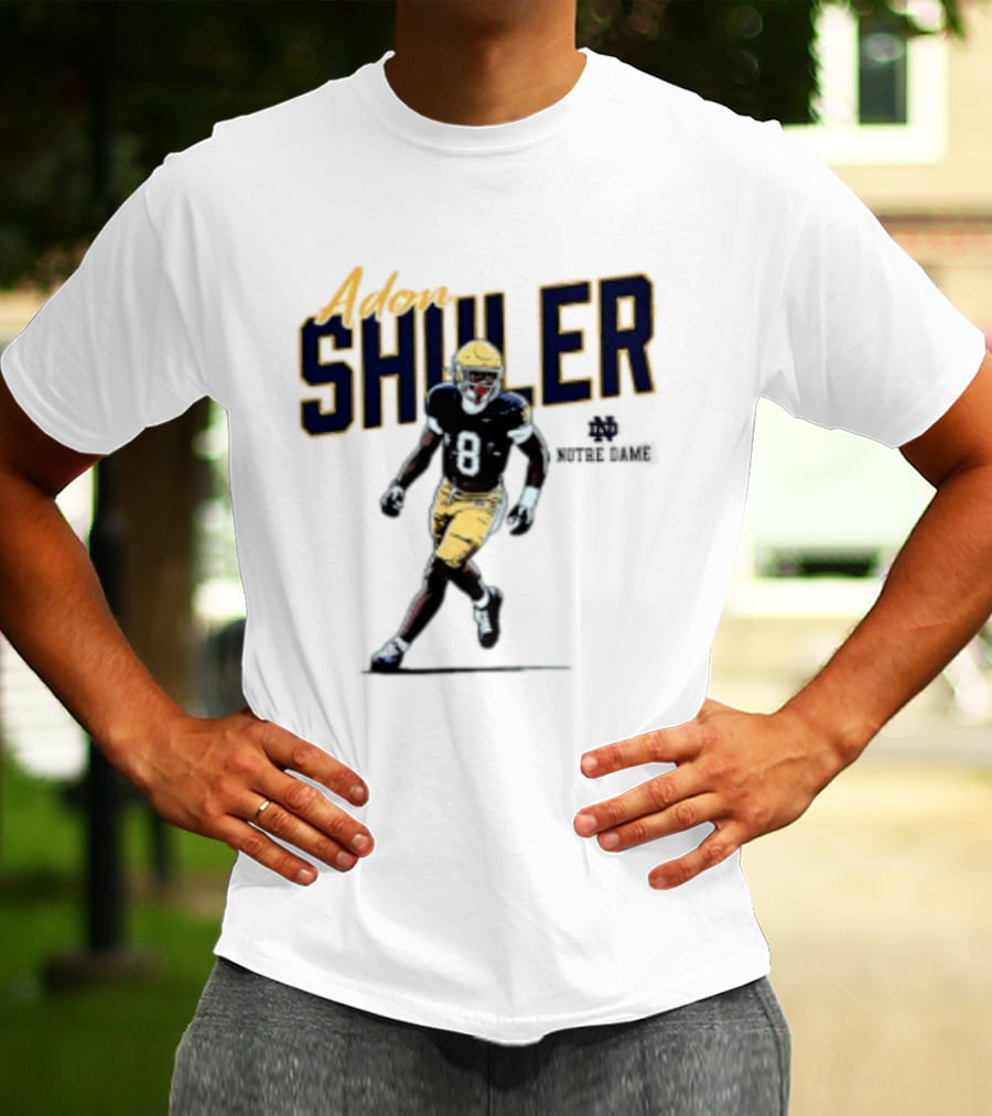 Adon Shuler 8 Notre Dame NCAA Football Caricature Player T-Shirt