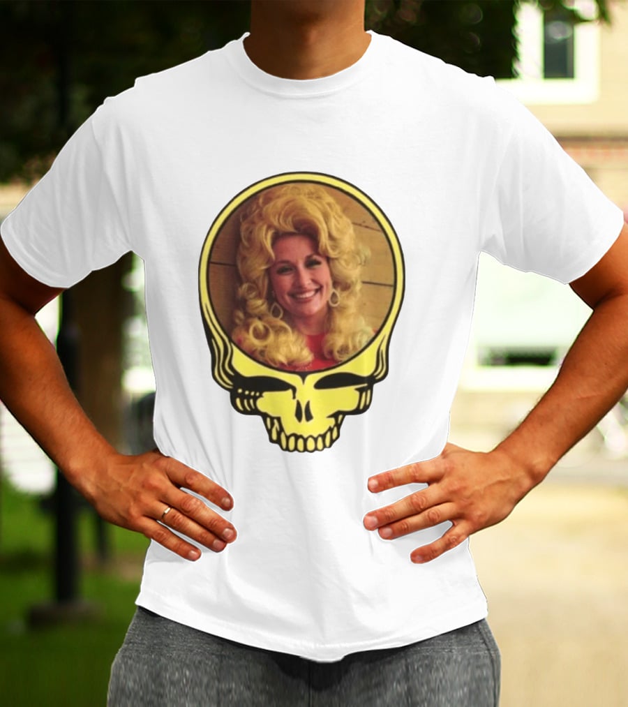 Dolly Parton Grateful Dead Skull Motif T-Shirt