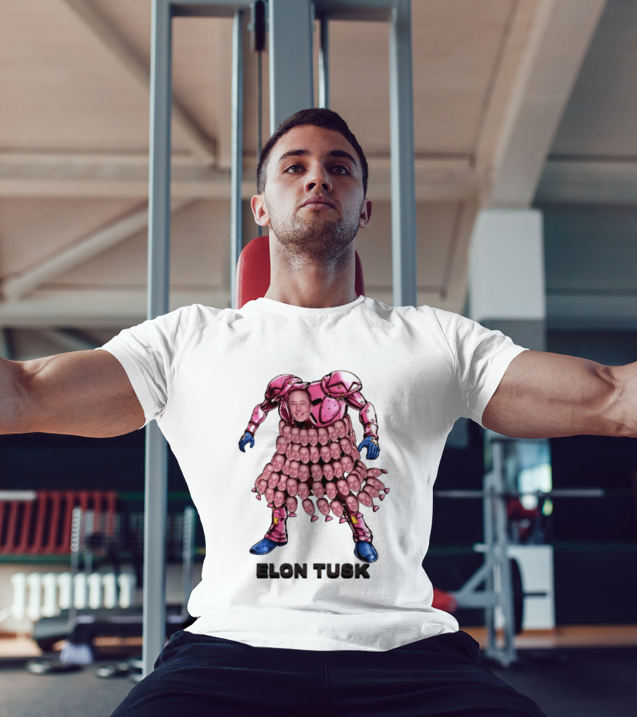 Elon Tusk Pink Armor Mosaic Elon Musk Faces T-Shirt