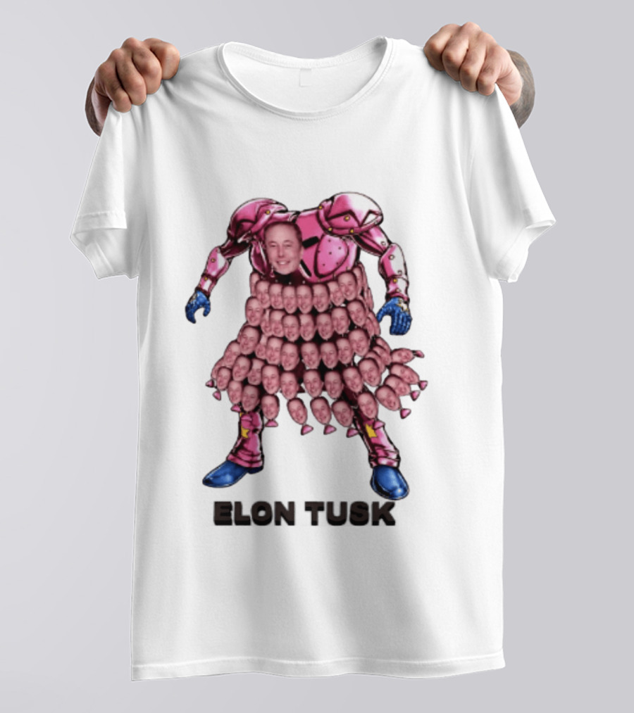 Elon Tusk Pink Armor Mosaic Elon Musk Faces T-Shirt