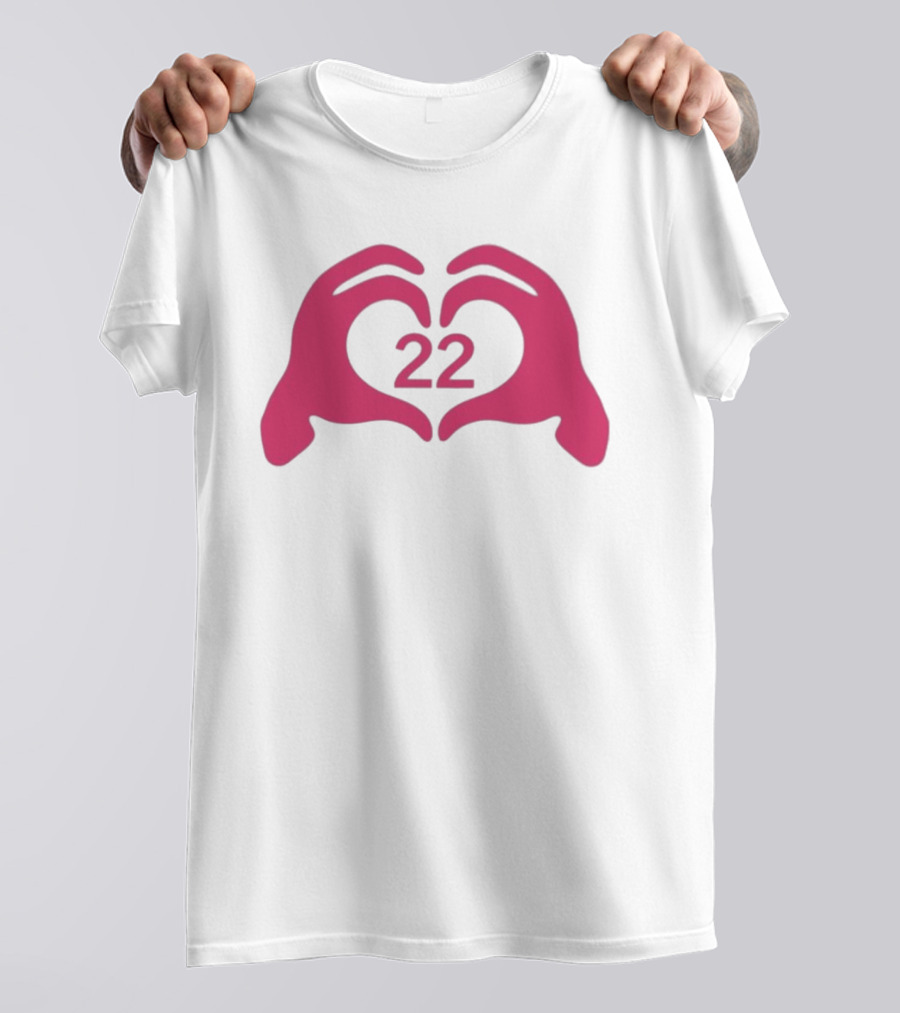 Feelin 22 Pink Heart Hands Gesture T-Shirt