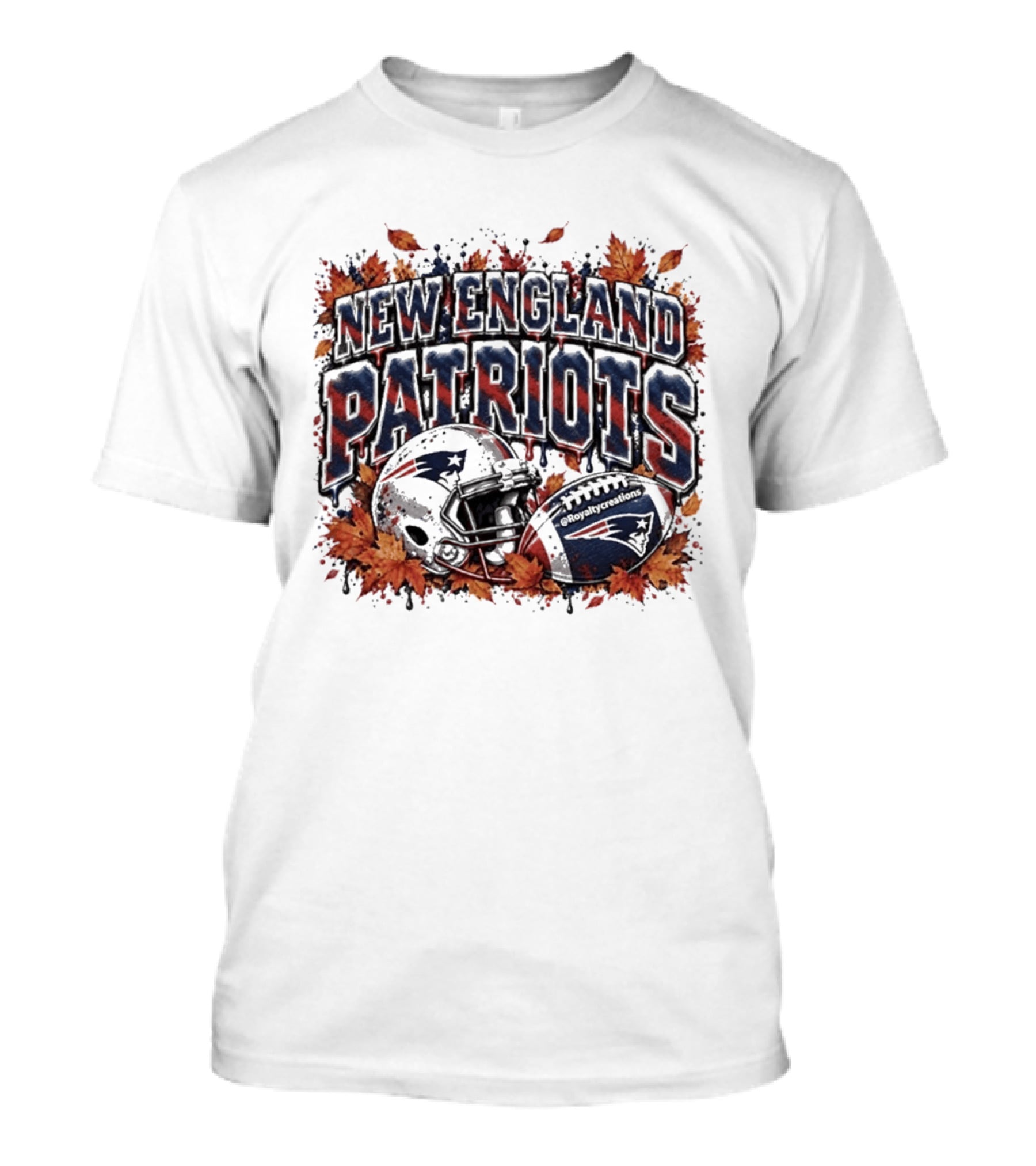 New England Patriots Football Helmet Autumn Leaves Halloween 2026 T-Shirt