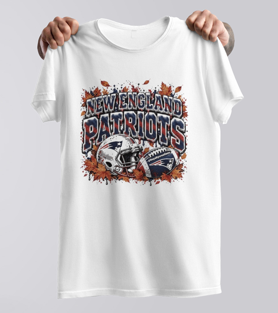 New England Patriots Football Helmet Autumn Leaves Halloween 2026 T-Shirt