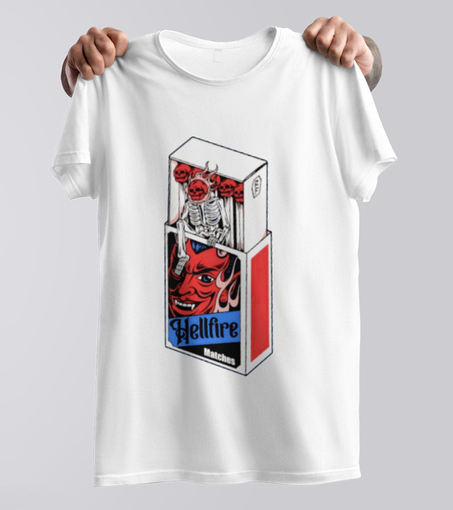 Hellfire Matches Devil Skeleton Occult Red Skull T-Shirt
