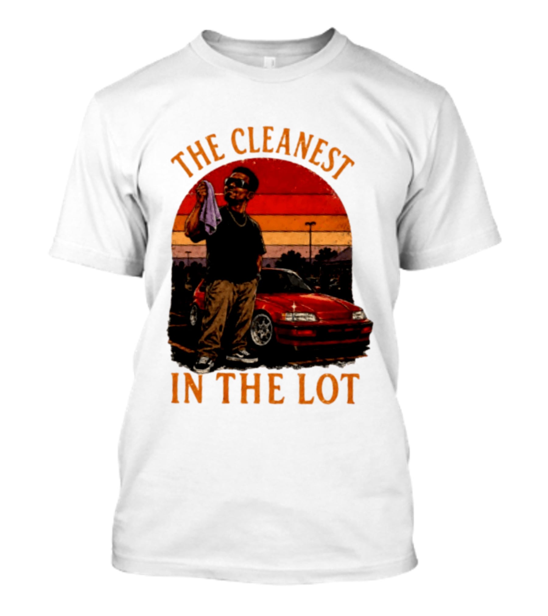 The Cleanest In The Lot Retro Car Enthusiast Sunset Scene T-Shirt