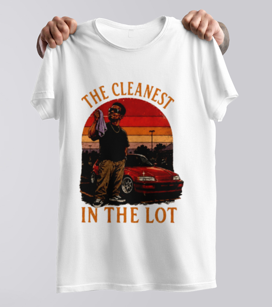 The Cleanest In The Lot Retro Car Enthusiast Sunset Scene T-Shirt