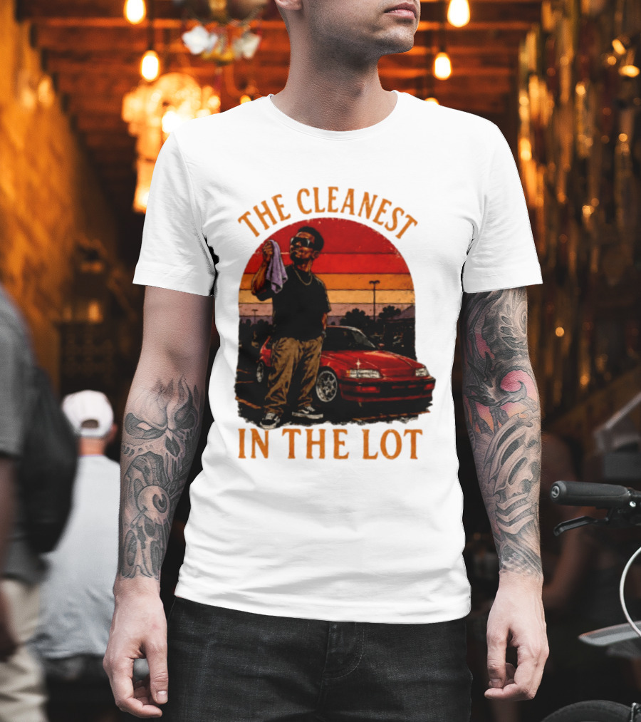 The Cleanest In The Lot Retro Car Enthusiast Sunset Scene T-Shirt