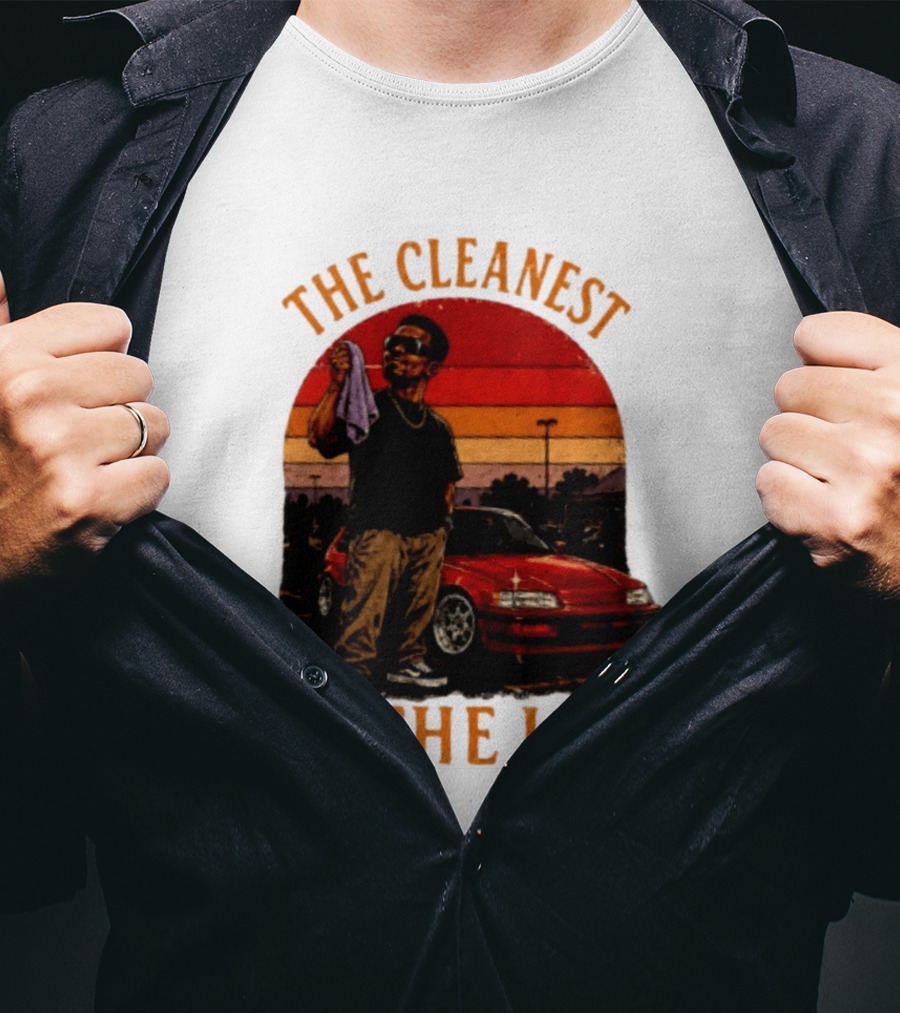 The Cleanest In The Lot Retro Car Enthusiast Sunset Scene T-Shirt