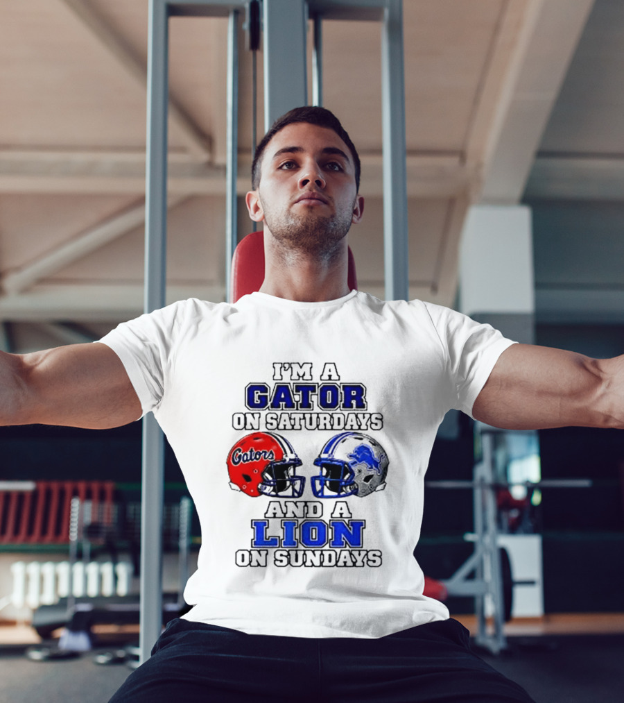 I'm A Gator On Saturdays And A Lion On Sundays Football Helmets T-Shirt