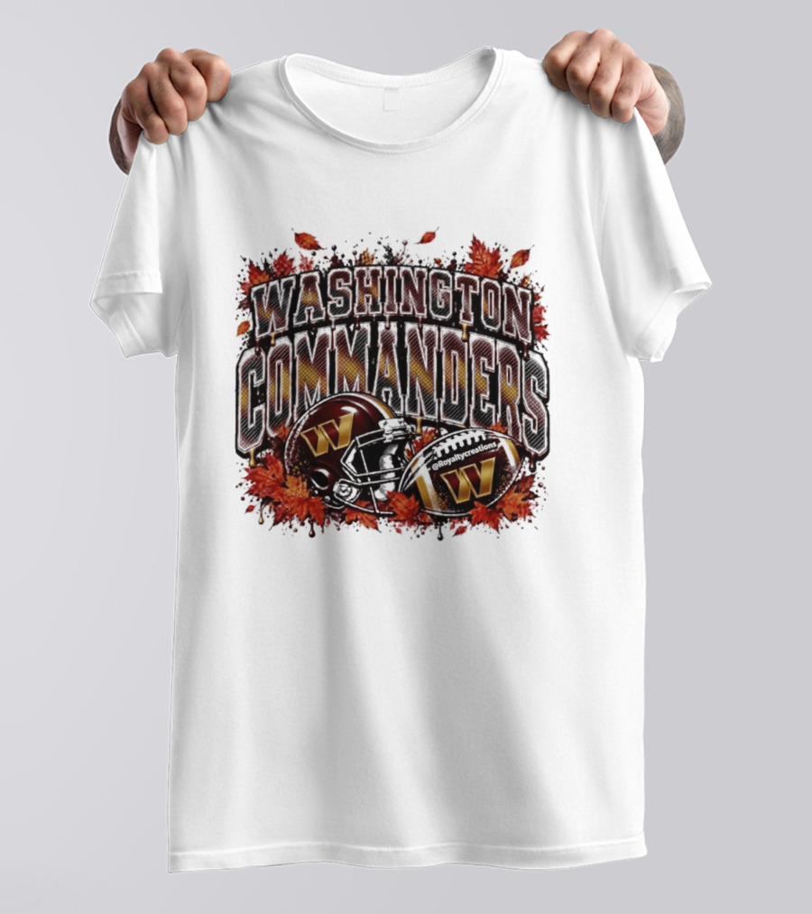 Washington Commanders Football Helmet Autumn Leaves 2026 T-Shirt