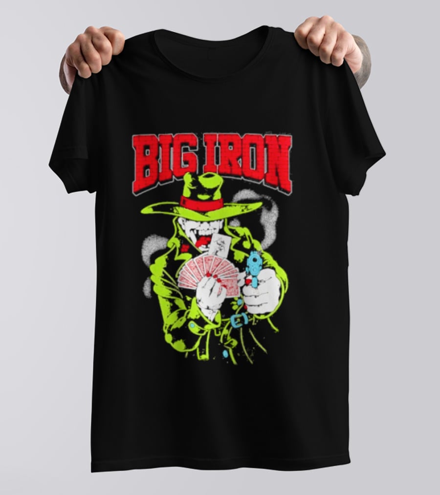 Big Iron Joker Cowboy Western Playing Cards T-Shirt