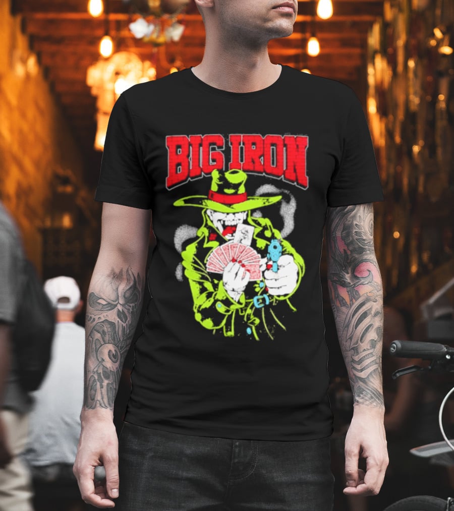 Big Iron Joker Cowboy Western Playing Cards T-Shirt