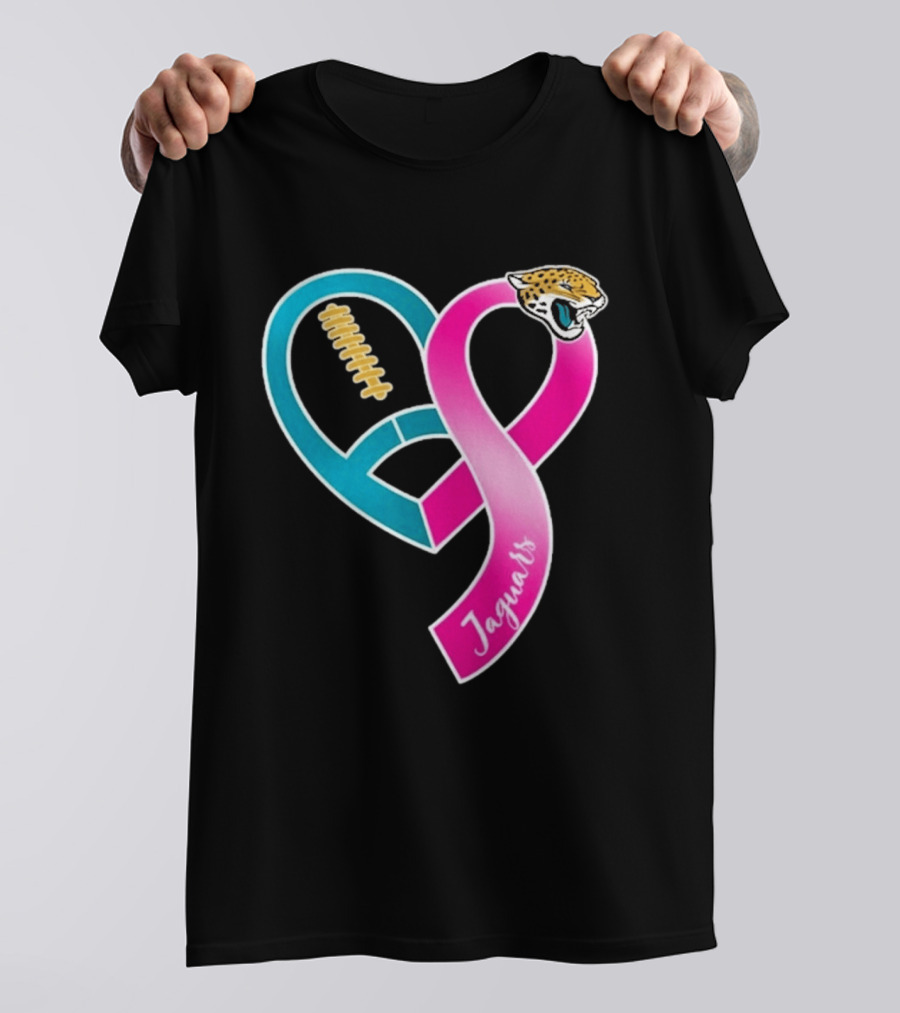 Jacksonville Jaguars Breast Cancer Awareness Heart Ribbon 2026 T-Shirt