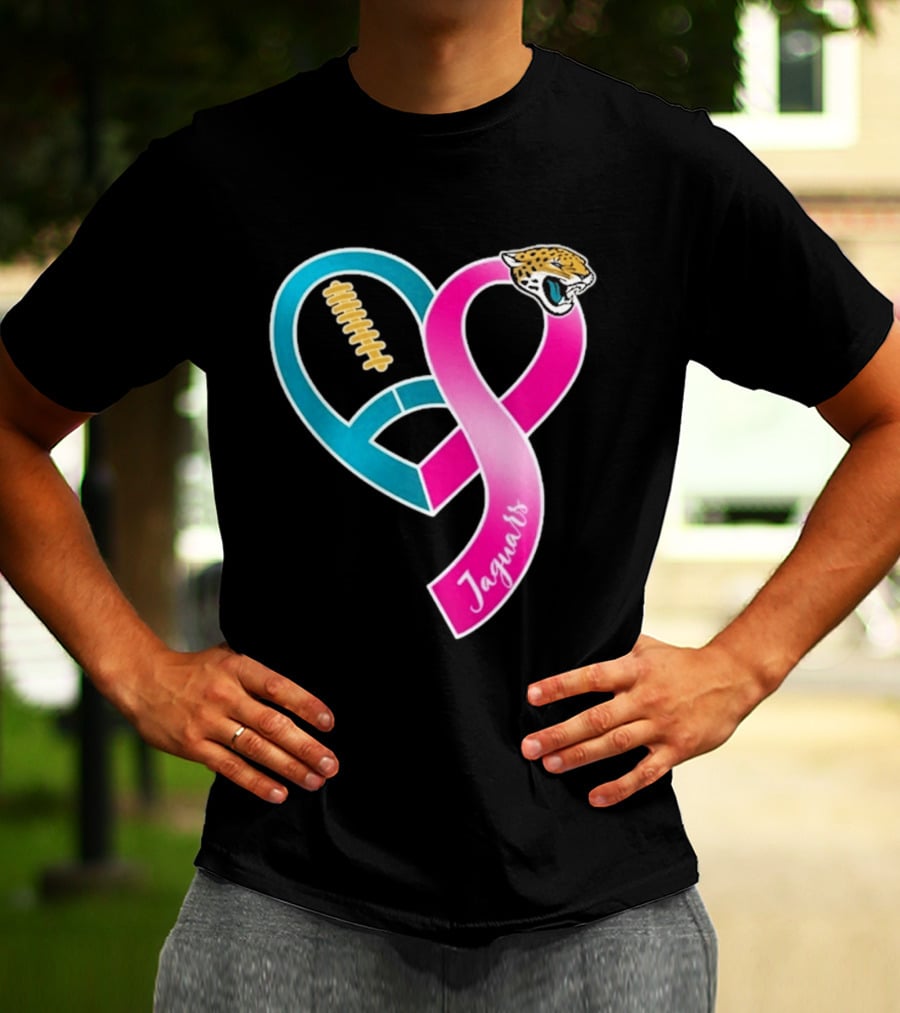 Jacksonville Jaguars Breast Cancer Awareness Heart Ribbon 2026 T-Shirt