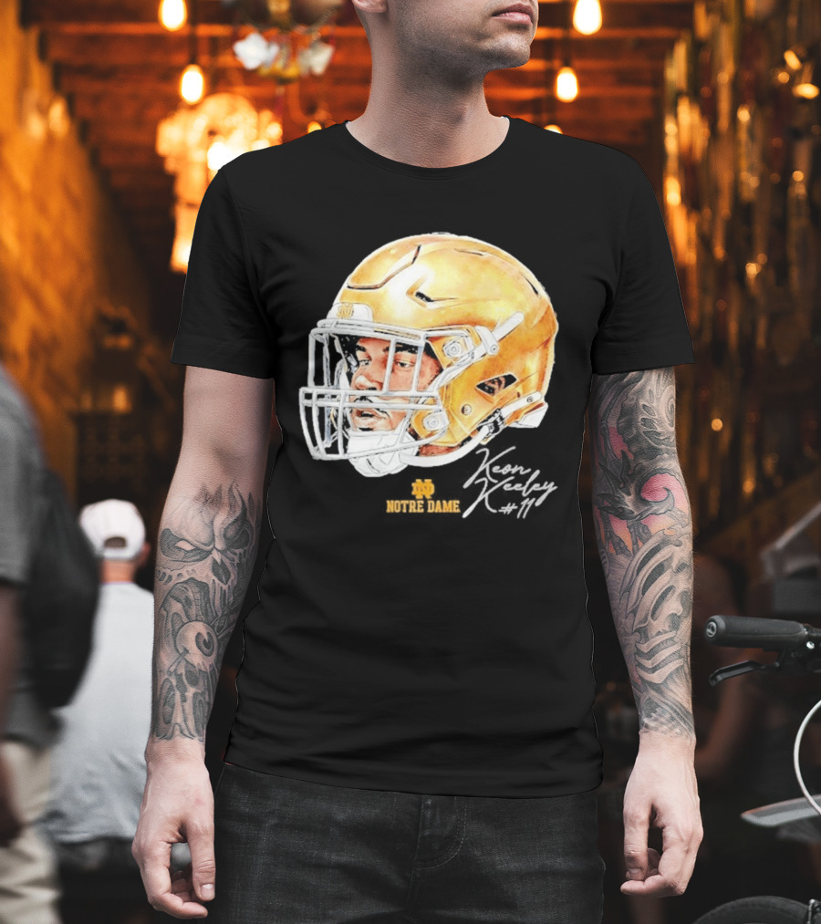 Keon Keeley 11 Notre Dame Football Helmet Swag T-Shirt