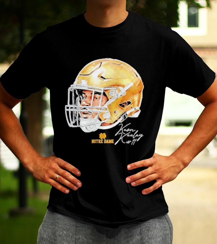 Keon Keeley 11 Notre Dame Football Helmet Swag T-Shirt