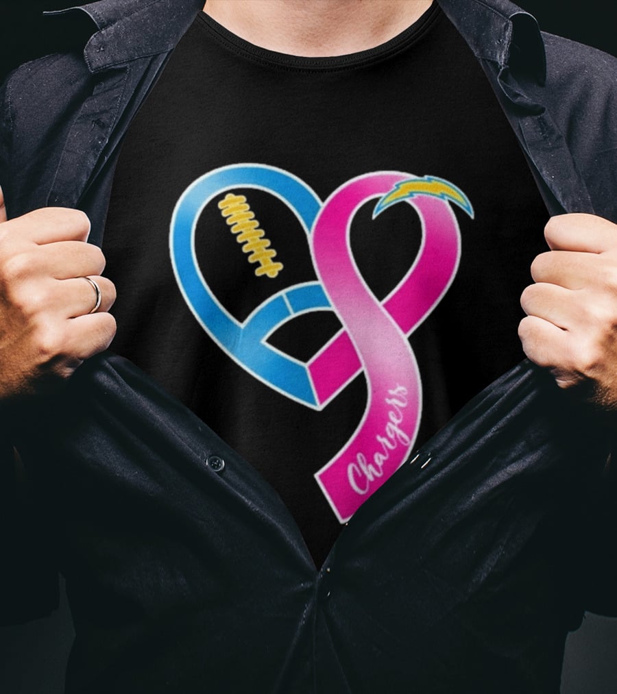 Los Angeles Chargers Breast Cancer Awareness Heart Ribbon 2026 T-Shirt