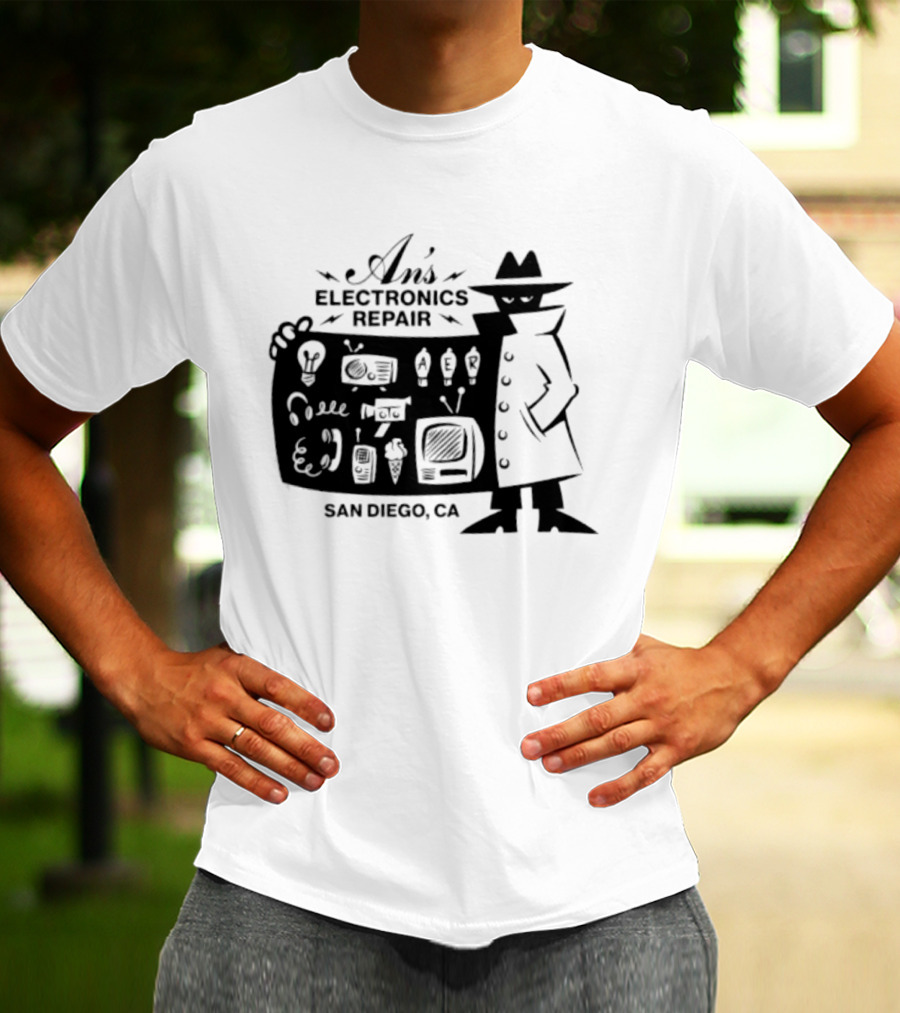 An's Electronics Repair Spy Trench Coat San Diego CA T-Shirt